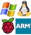 Windows, Linux, Raspberry Pi, Arm